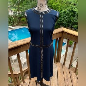Carmen ladies size 10 dress navy blue with gold studs